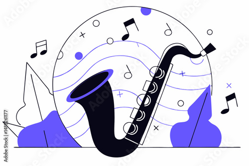 Surreal and Vibrant Saxophone Music Artwork Connecting the Globe Creatively