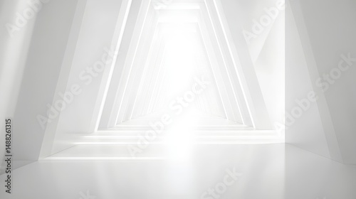 Wallpaper Mural A futuristic, white corridor with a bright light at the end Torontodigital.ca