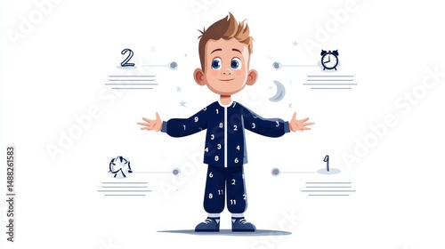 Child's Sleep Routine: Bedtime Diagram Illustration