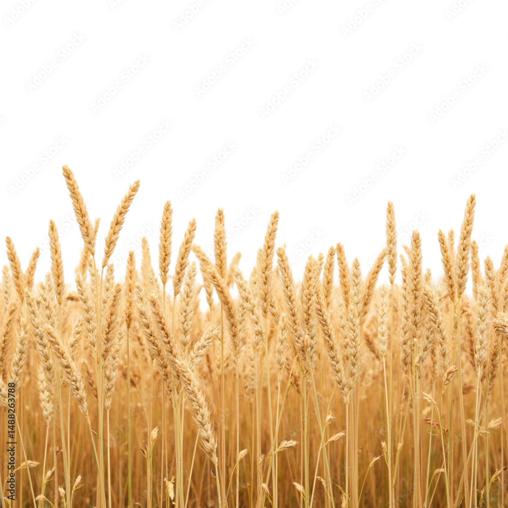 Fototapeta premium Golden wheat field swaying gently in breeze, showcasing beauty of nature and agriculture. serene landscape perfect for harvest themes