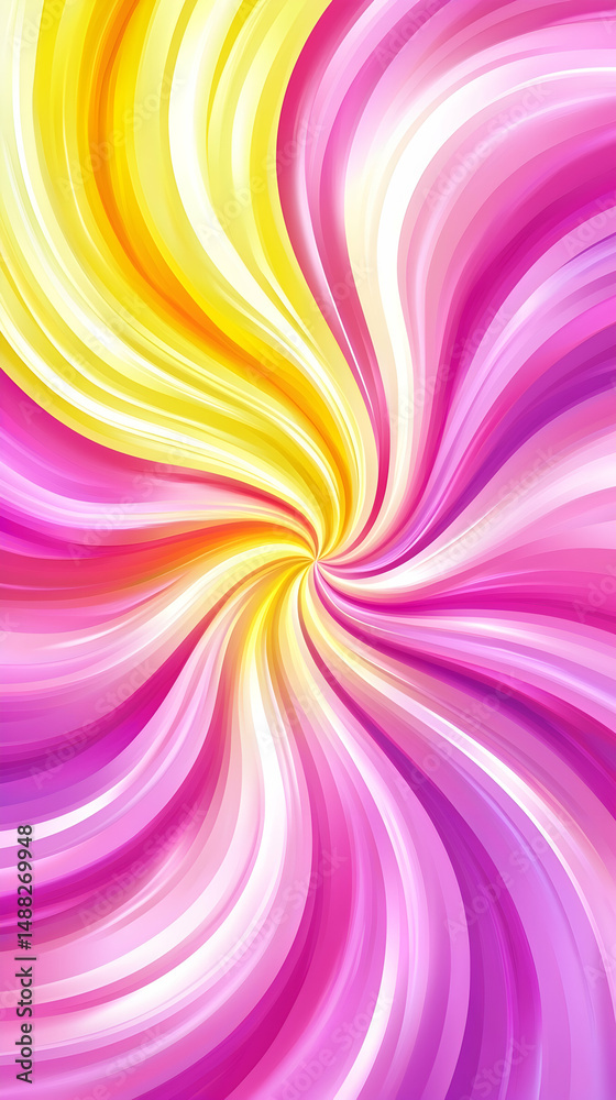 Obraz premium Abstract swirl pattern, vibrant pink and yellow colors, dynamic motion, background design, ideal for website banners