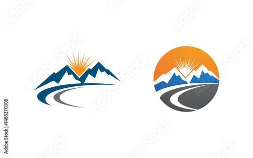 Mountain Hill icon Logo illustration design Template v.15