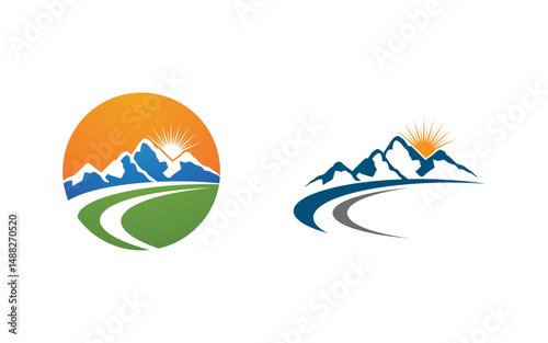 Mountain Hill icon Logo illustration design Template v.16