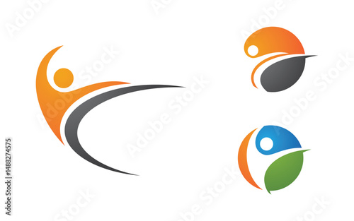 Healthy life Human fit sport logo sign illustration v.98