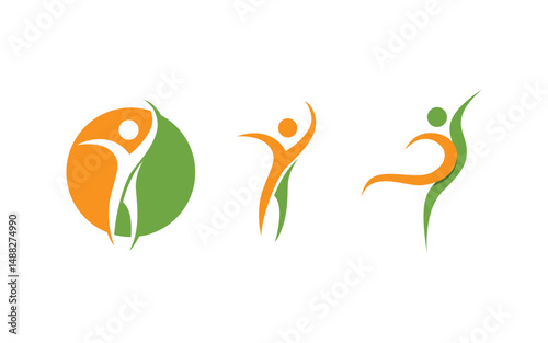 Healthy life Human fit sport logo sign illustration v.104
