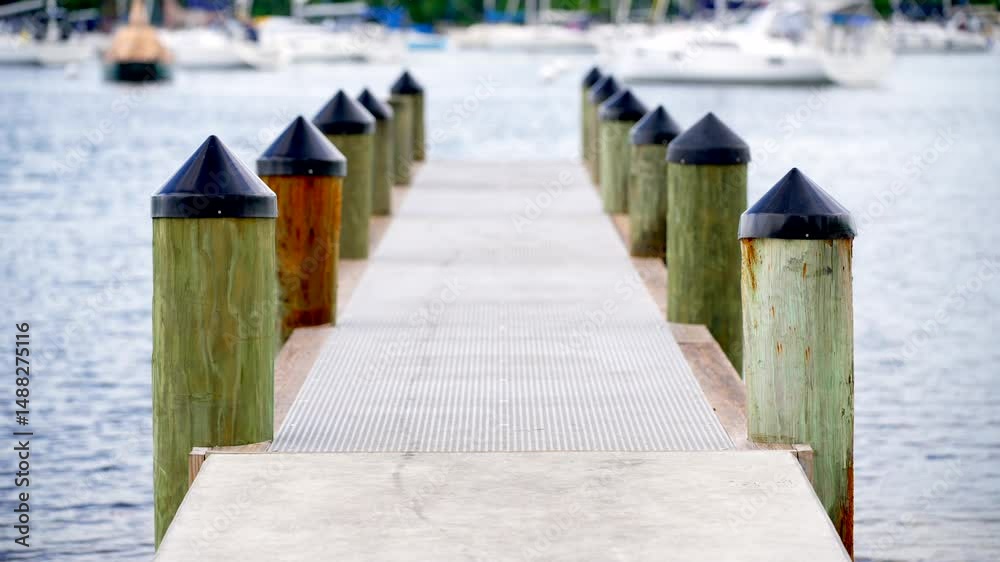 8k stock footage of a dock focus on front of scene