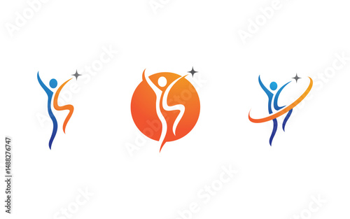 Healthy life Human fit sport logo sign illustration v.114