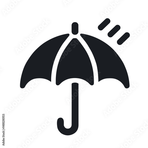 Vector icon of an umbrella with raindrops in a circular design on transparent background for weather and protection concept