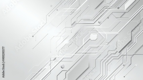 white abstract background geometric, light gray accents, minimalist, symbolizing technology, cyber security