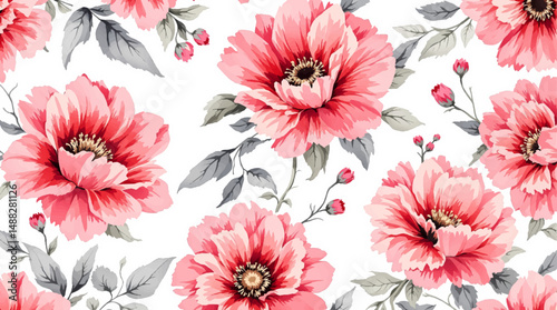 Seamless spring flower arrangement in blush tones