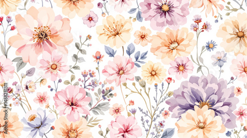 Subtle feminine floral background with hand painted texture