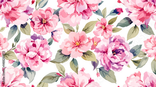 Soft pink blossoms scattered across neutral canvas