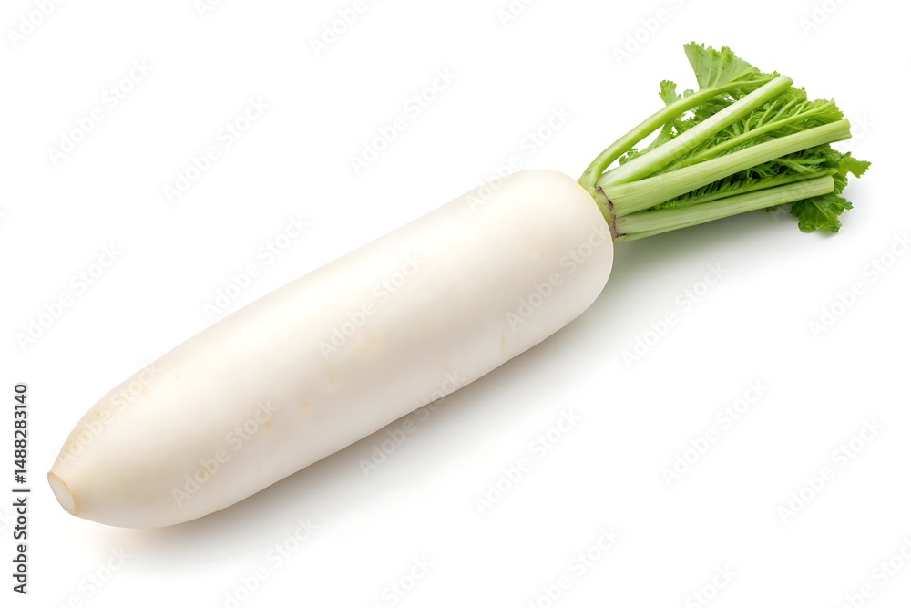 Daikon Radish White Cylindrical White Background Daikon Radish White Cylindrical White Background