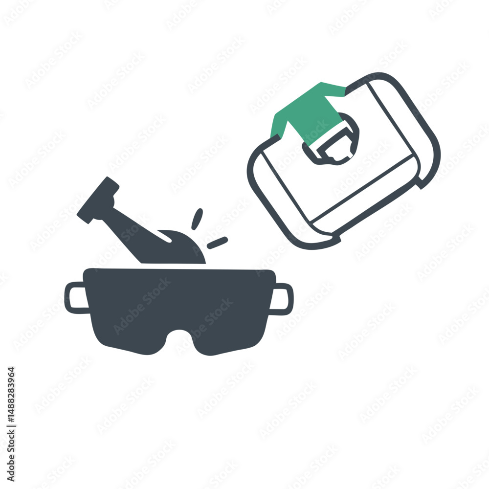 Fototapeta premium Safety gear icon set isolated transparent background