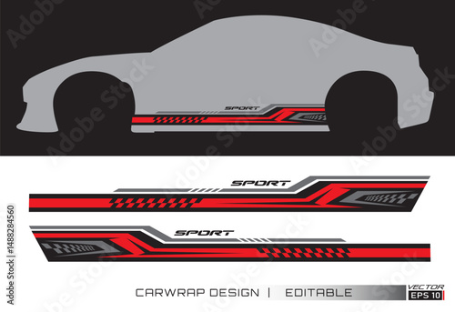 Racing car wrap design vector for race car. Graphic abstract stripe racing background kit designs. vector_20250517