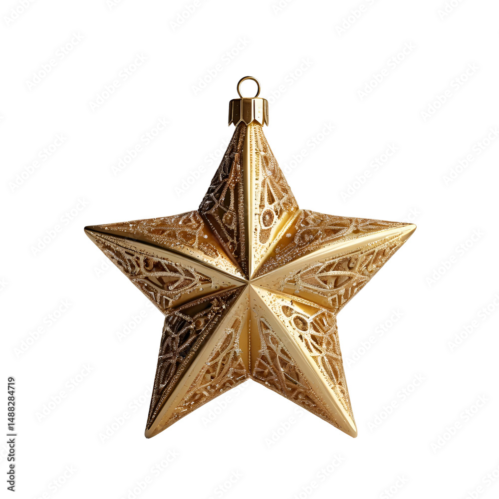 Fototapeta premium golden christmas star ornament bauble isolated on transparent background
