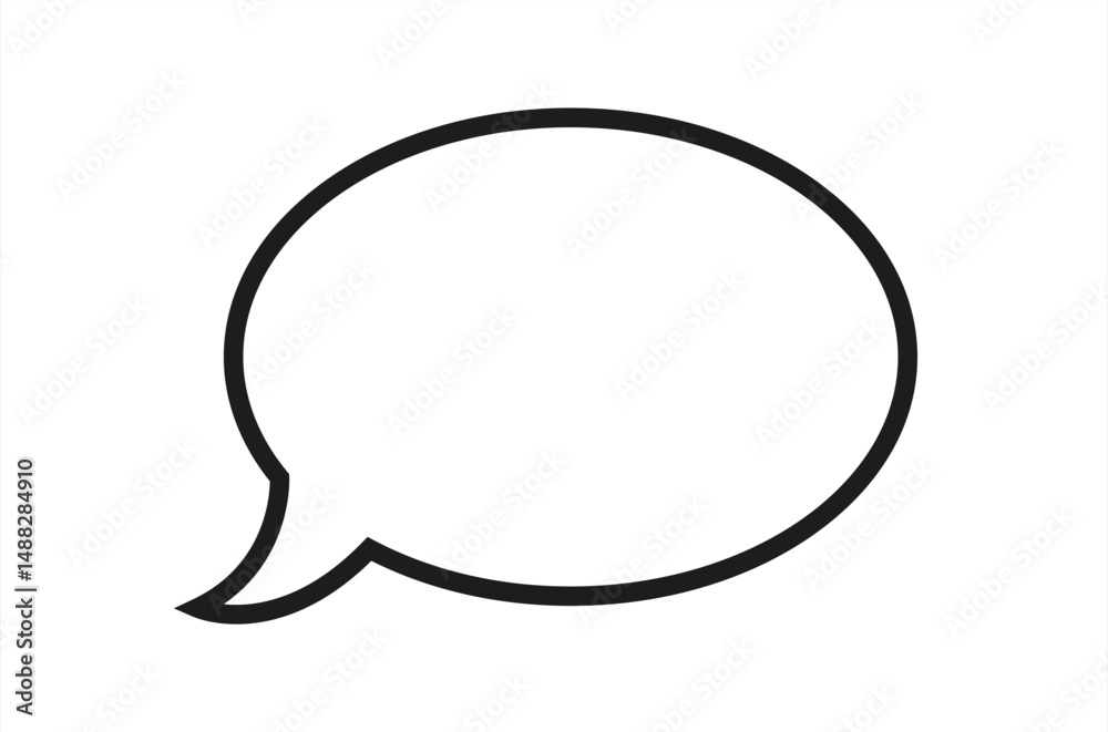 Speech bubble, speech balloon or chat bubble line art icon for apps and websites, vector 10 eps.