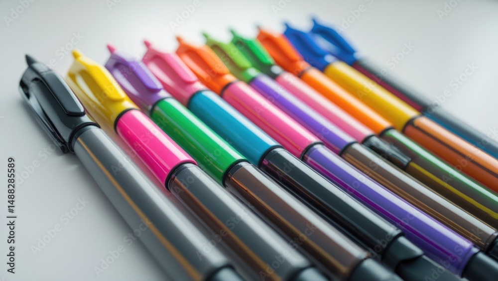 Obraz premium Array of Colorful Markers Set Apart on Background