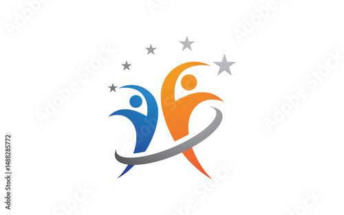 Human care adoption group network and social logo design v.42