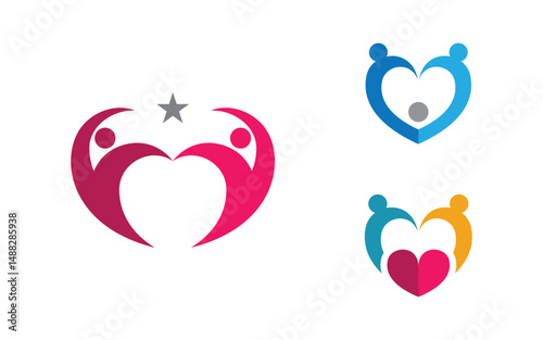 Human care adoption group network and social logo design v.46