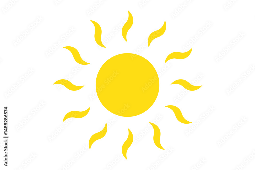 Naklejka premium Sun icon set. Yellow sun icons. Shine sun ray set. Sunset icon collection. Sunset icon collection. Yellow sun star icons. Vector&nbsp;illustration . 