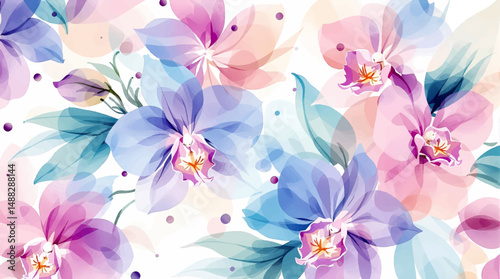 Gentle spring garden pattern with scattered pink flowers