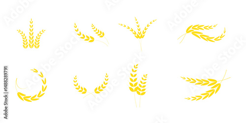 Wheat silhouette collection. Ear of wheat symbols. Wheat icon vector illustration.  eps 10
