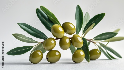 Branch of green olives isolated from the background.