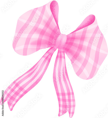 Coquette seashell and ribbon bow watercolor elements