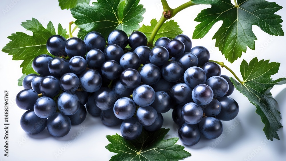 Leaves and dark blue grape isolated on a background. Leaves and dark blue grape isolated on a background.