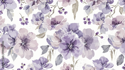 Seamless pastel flower arrangement with natural hand painted texture