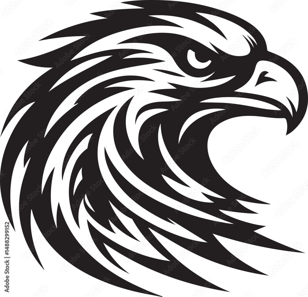 eagle tattoo vector Eagle Head with Sharp Tribal Lines Bold Vector Silhouette Design new unique trendy 2025