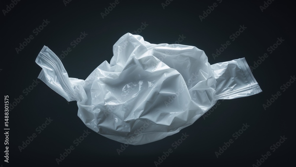 Black background with a lone white plastic bag Black background with a lone white plastic bag