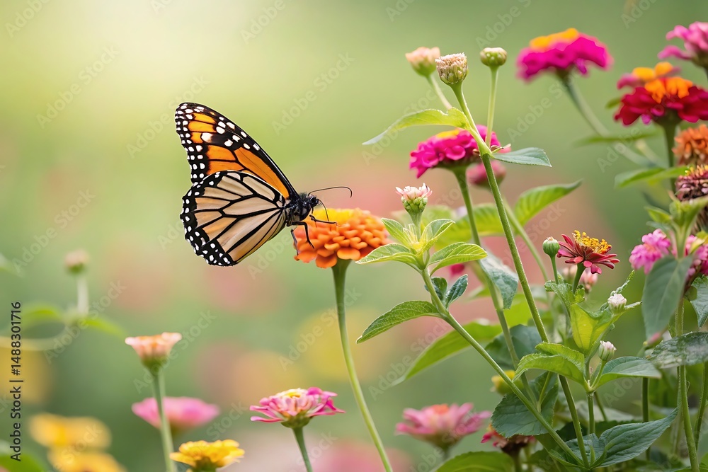 Obraz premium butterfly on flower Ai generate.