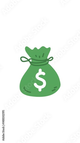 Money bag financial icon. Icon simple animated vertical