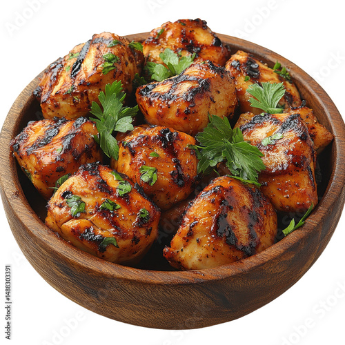 Grilled chicken bowl isolated on transparent background photo