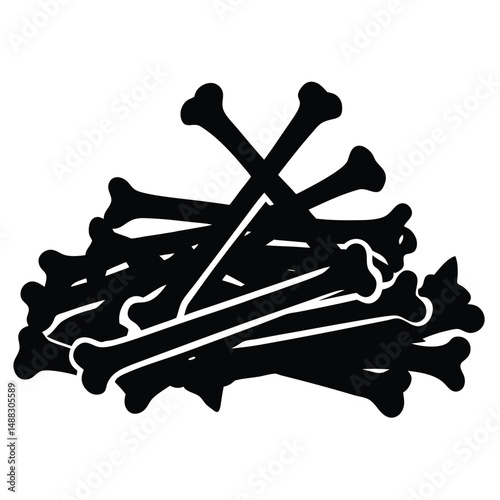 butcher element isolated bone pile on white background