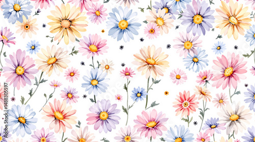 Elegant watercolor blossoms forming a light and airy border