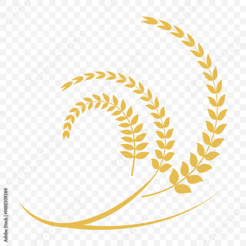 Bunch of Wheat Ears Vector Art Illustration on Transparent Background – Rustic Agricultural Design on Transparent Background. EPS 10.