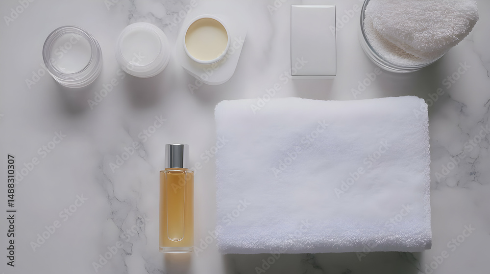 Luxury Wellness Collection: Serene Still Life of Spa Essentials on Marble Surface Luxury Wellness Collection: Serene Still Life of Spa Essentials on Marble Surface
