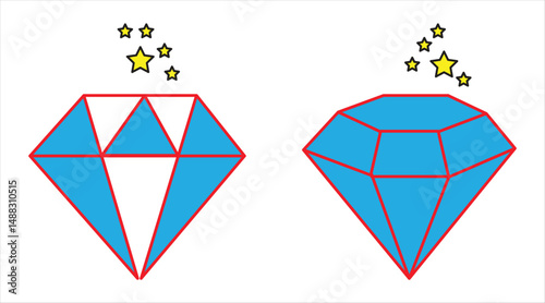 
Diamond Set Icons, Color Diamond gems collection, eps 10 on white background, vector illustration.