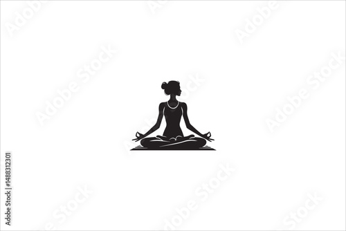 line art gril photo silhouette with a simple, understated design set against a white background