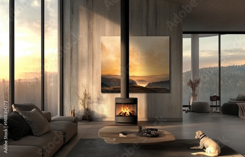 Modern Fireplace in a Stylish Living Room