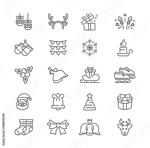 Assorted Christmas icons arranged neatly