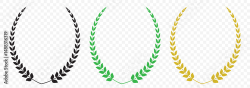 wheat ears Black, Yellow and Green color wheat flower vector icon logo on Transparent Background. EPS 10.