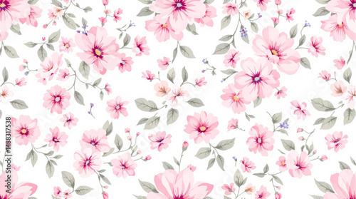 Soft romantic florals accenting a clean neutral backdrop for invitations and announcements