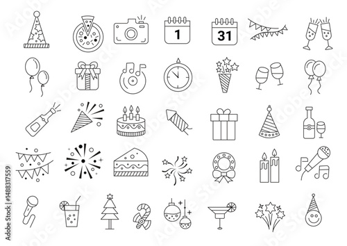 Celebratory icon collection for festive occasions