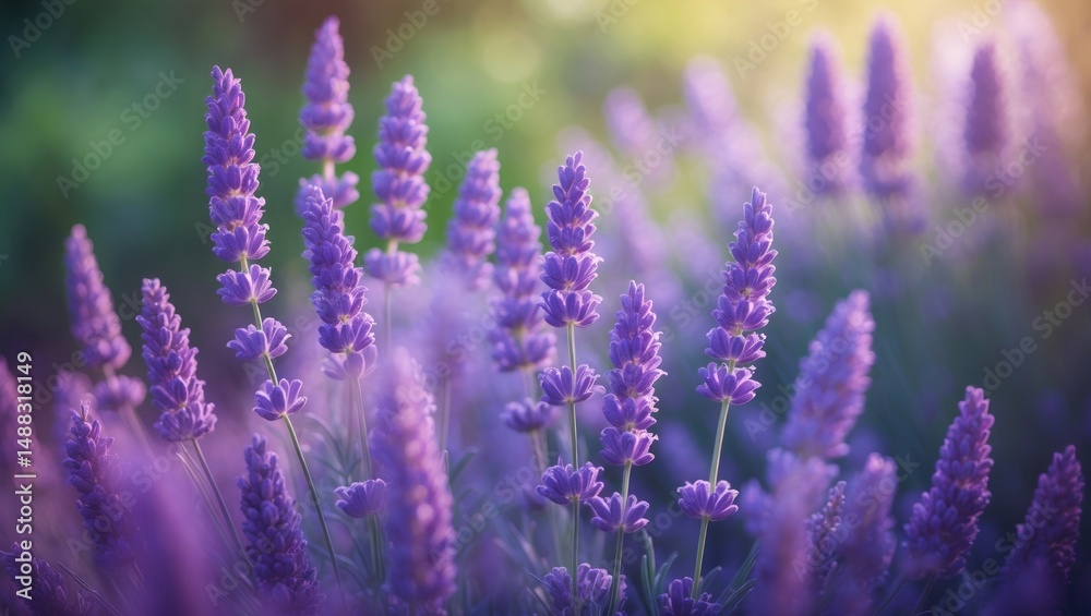 Fototapeta premium Blooming lavender flowers with a natural background in close-up