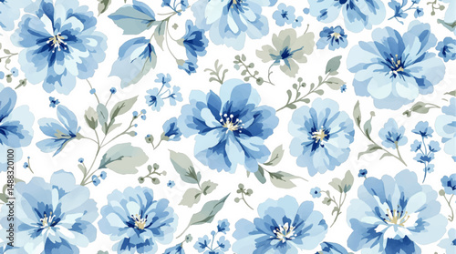 Watercolor flowers vector seamless pattern. This pattern can be used for fabric textile wallpaper.