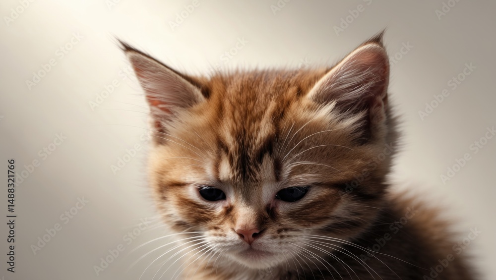 close-up of a sorrowful brown kitten close-up of a sorrowful brown kitten